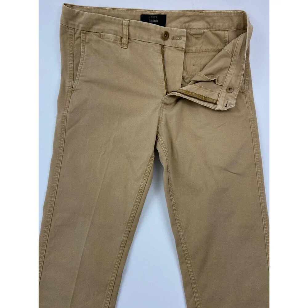 J CREW Mens 28x27 Tan Super Soft Cotton Khaki/Chino Pants
